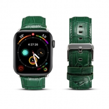Wholesale price good quality crocodile grain leather watch straps 38mm leather watch bands for apple