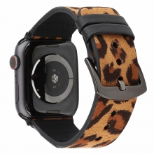 Amazon hot selling good quality leopard pattern leather watch straps 42mm apple watch bands