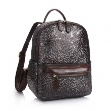 Manufacturer price good quality vintage design brown leather bag leather student backpack