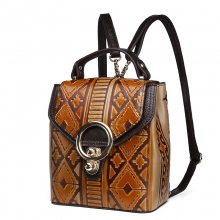Hot selling good quality vintage brown cow leather ladies handbag women backpack