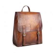 2018 New arrival low price good quality retro brown leather backpack for men