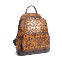 2018 Hot selling factory price retro brown style real leather bag backpack for school