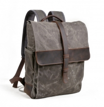 Handbag factory low price 16Oz grey waxy canvas student backpack bags for school