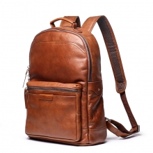 Newest design factory price brown leather school bag genuine leather backpack for men