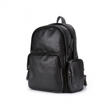 Newest design good quality vegetable tanned leather men backpack laptop backpack for school