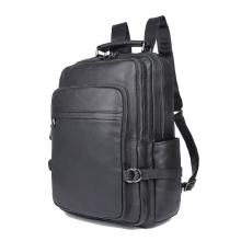 Guangzhou factory price good quality black leather laptop bag genuine leather backpack for men