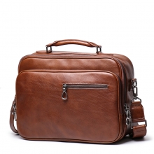 Factory price high end vintage brown real leather laptop bag genuine leather briefcase for men