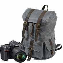 2018 new arrival good quality waxy canvas outdoor camera backpack waterproof camera bag