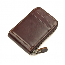 Factory price fashion design promotion gift zipper brown card wallet rfid credit cards holder
