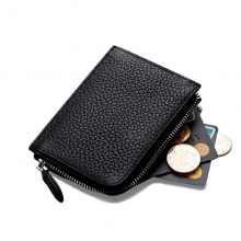 Cool Design Best Quality Mini Size Black Leather Slim Coin Wallet with Card Slots