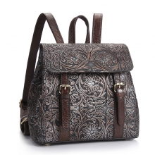 Hot selling cheap price good quality flowers pattern real leather women backpack bag