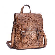 New arrivel factory price mini size vintage brown design real leather backpack for women