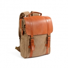 Custom design low price good quality 16Oz canvas leather school backpack for student