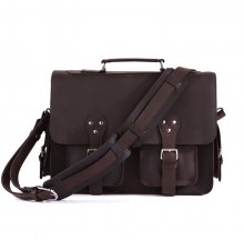 China handbag manufacturer good quality dark brown leather laptop bag messenger bag