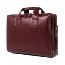 Factory price high quality redwine cow leather laptop bag leather briefcase for men