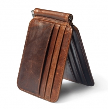 Wholesale price good quality genuine leather RFID credit card holders money clip