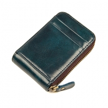 New design wholesale price zipper card wallet genuine leather rfid credit cards holder