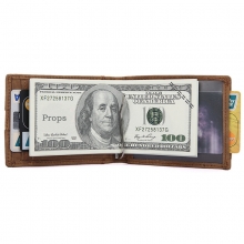 Amazon hot selling wholesales price brown crazy horse leather money clips wallet card case for men