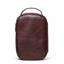 Factory price good quality full grain leather travel bag leather cosmetic bag for men and women