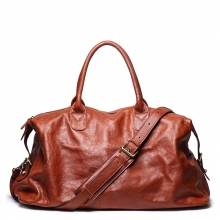 Good quality vintage design brown genuine leather travel bag real leather duffel bag for weekend