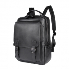 Custom fashion design high quality black cowhide leather school bag leather backpack for men