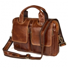 Cheap price good quality brown top layer leather messenger designer bag