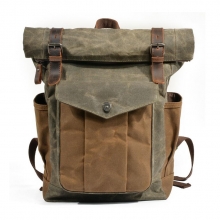 Factory price new arrivel vintage style waxy canvas bag outdoor backpack for men
