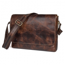 OEM design good quality leisure bag vintage brown leather messenger for men