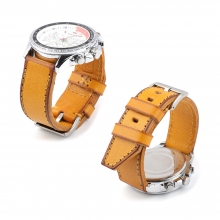 New design high quality 20mm leather men watch bands yellow leather watch straps