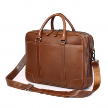 Wholesale price good quality vintage brown leather tote laptop briefcase bag for mens
