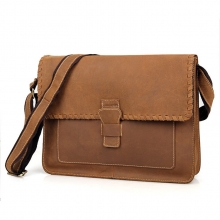 Hot selling vintage style real leather satchel messenger bag for men