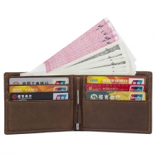 Amazon hot sale vintage brown leather rfid cards wallet leather money clip slim wallet for men