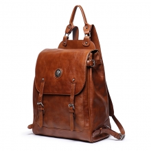 New design daily use brown leather bag genuine leather backpack for women