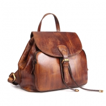 Newest design good quality vintage brown leather women bag student backpack for school