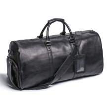Wholesale price premium black leather travel bag with shoes barn