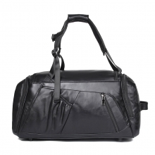 New design good quality black leather fitness bag cowhide leather travel bag with shoes space