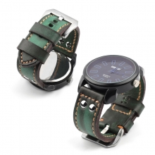 New arrival pilot watch strap green aviator leather watch straps 24mm leather watch bands