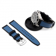 22mm New design silicone watch bands blue leather watch band black leather watch strap