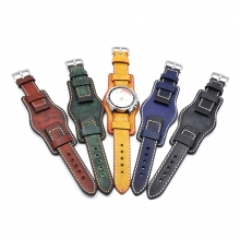Wholesale price high quality 24mm real leather watch band leather watch straps for men