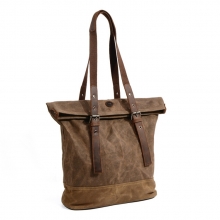 Amazon hot selling vintage style waxy canvas handbag waterproof canvas women tote bag
