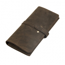Customzied design dark brown crazy horse leather credit cards wallet with coin pocket