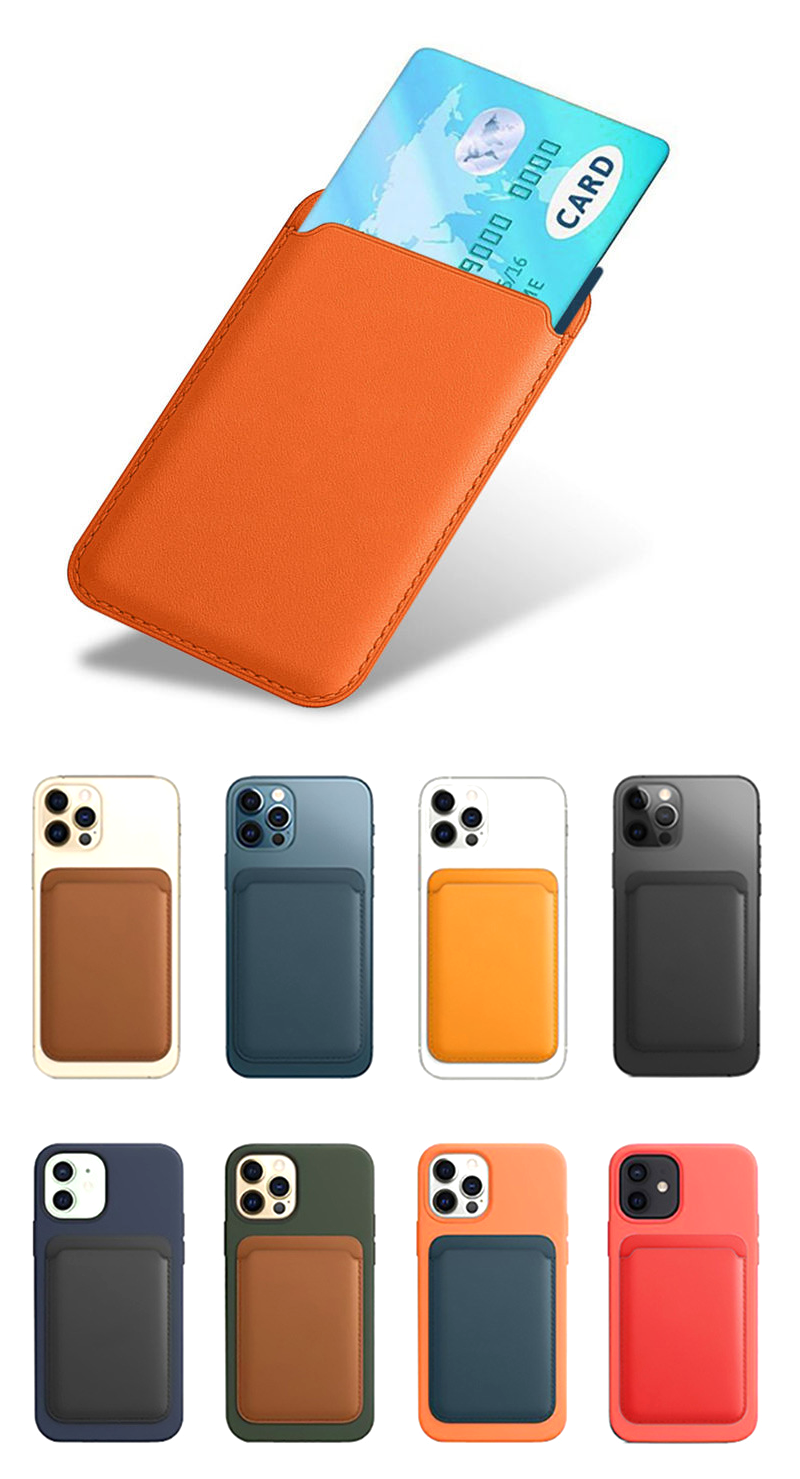 Premium Genuine Leather Magnetic Card Holder for iPhone