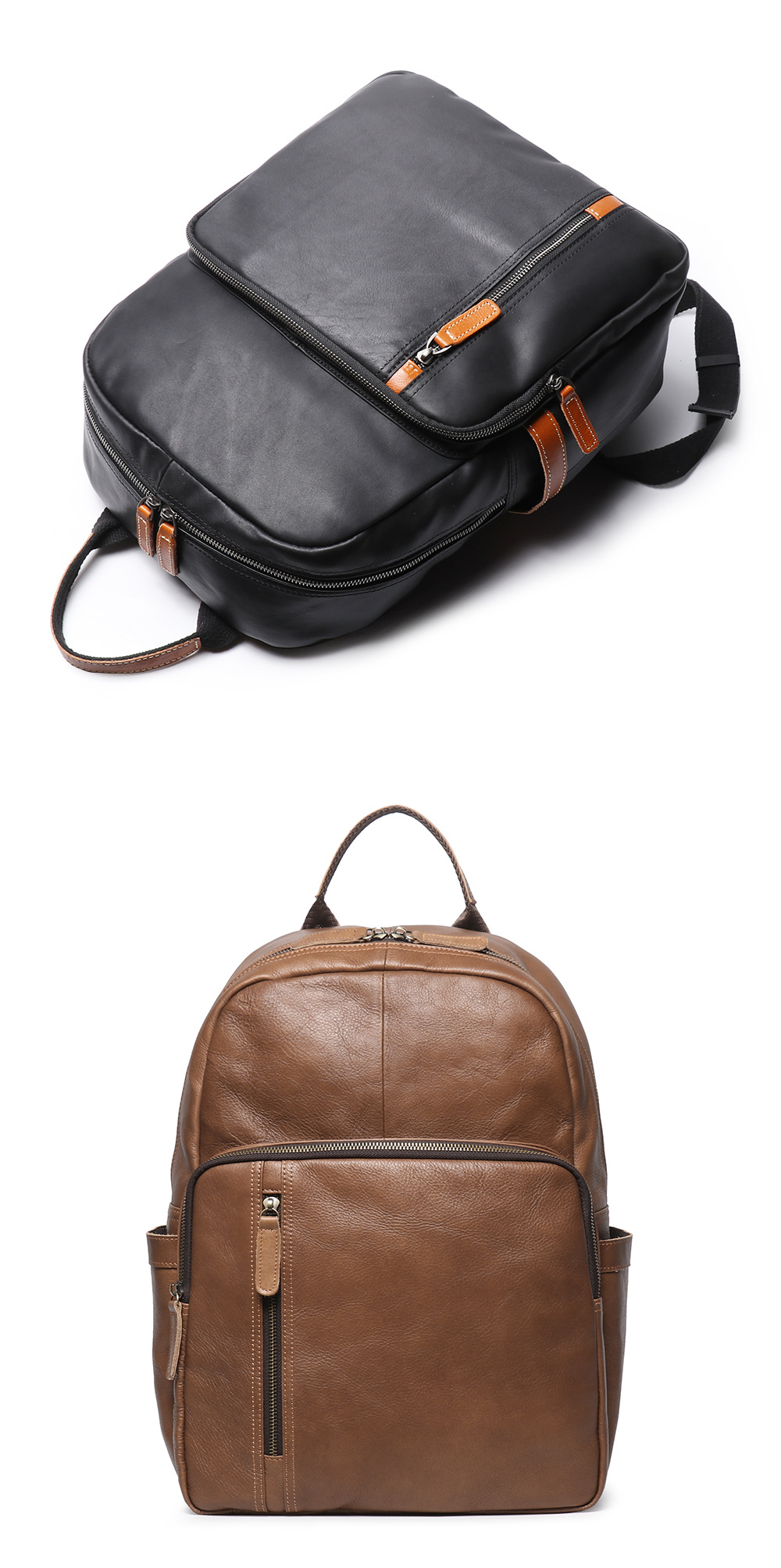 Fashion design good quality genuine cow leather laptop backpack for men