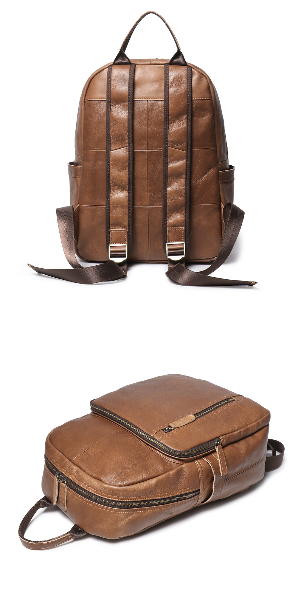 Fashion design good quality genuine cow leather laptop backpack for men