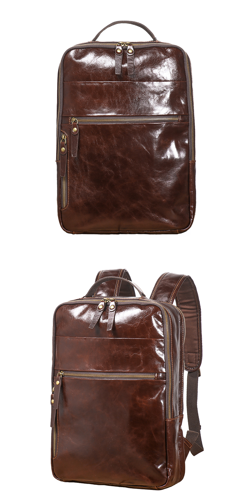 Sleek Vintage Black Leather Backpack for Stylish Men