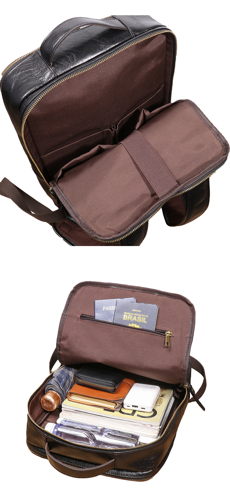 Sleek Vintage Black Leather Backpack for Stylish Men