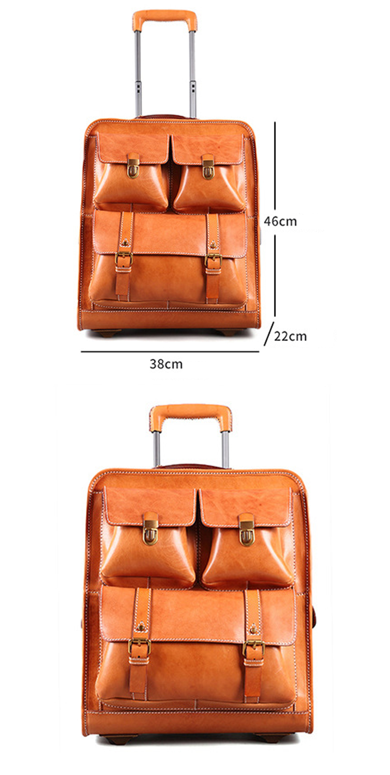 High Quality Handmade Vegetable Tanned Leather Bag Luggage