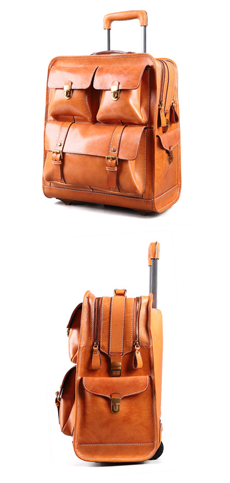 High Quality Handmade Vegetable Tanned Leather Bag Luggage
