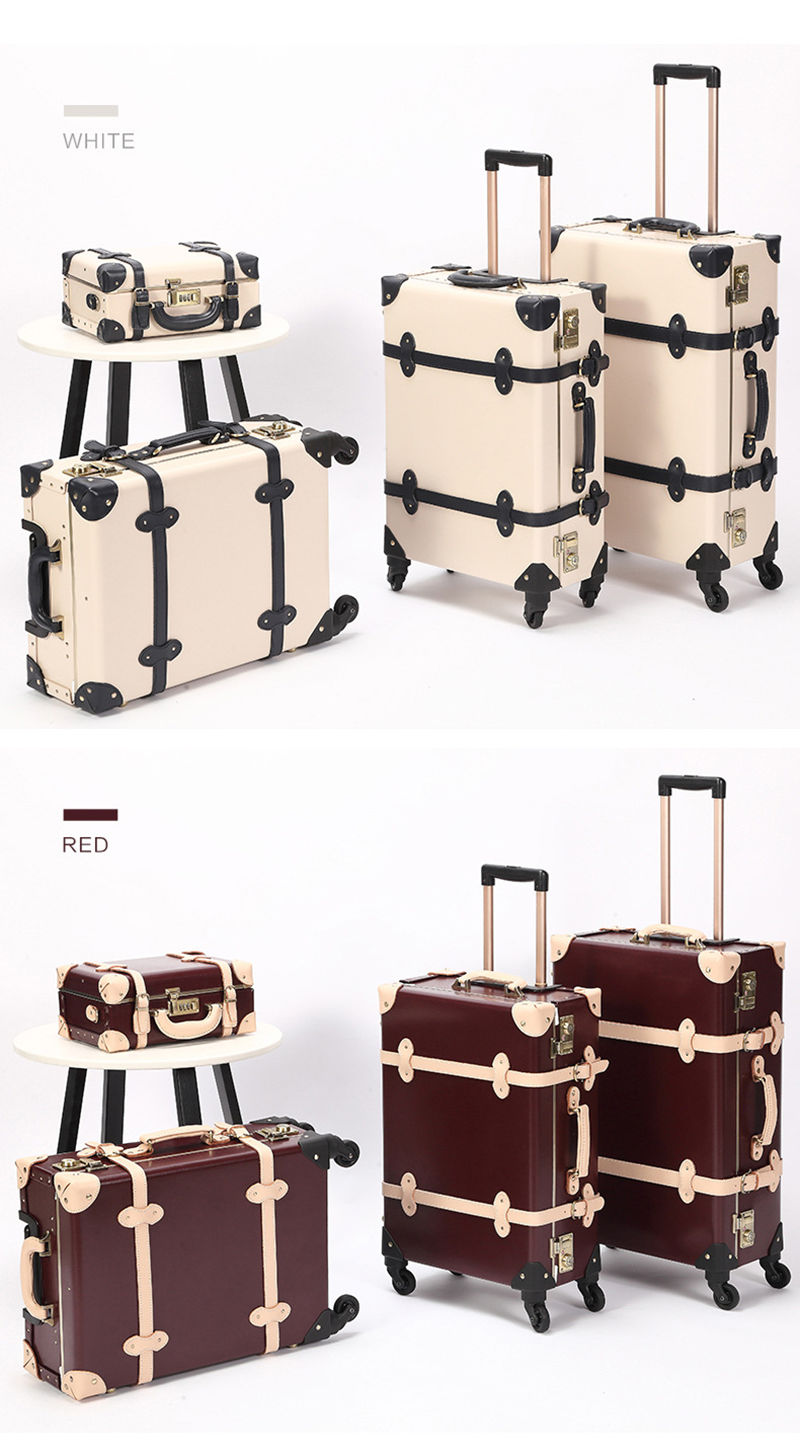 Good Quality Genuine Leather Trolley Case Travel Bag Luggage with Wheels