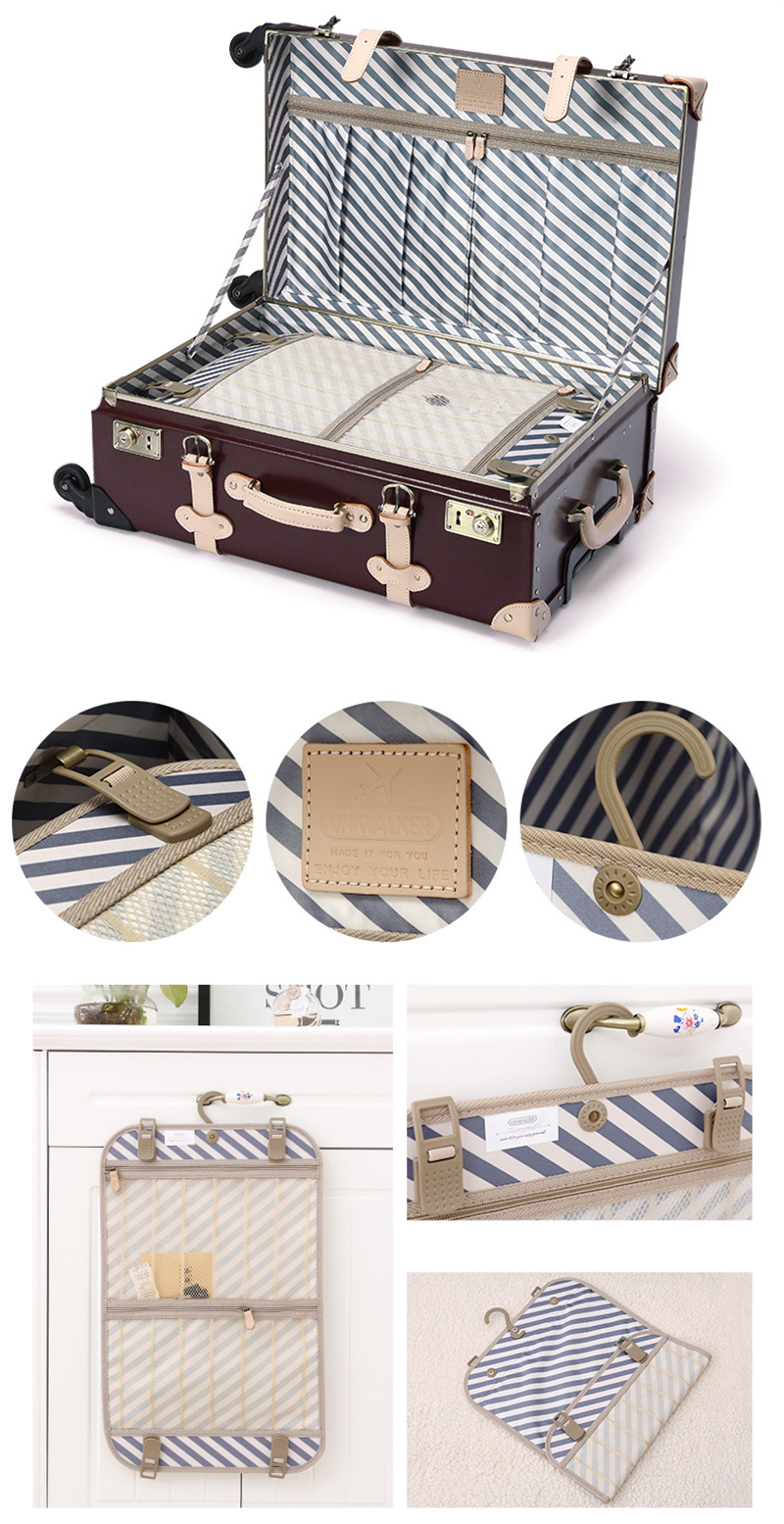 Good Quality Genuine Leather Trolley Case Travel Bag Luggage with Wheels